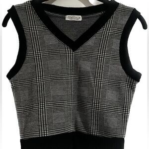 Black and White V-Neck Sweater Vest